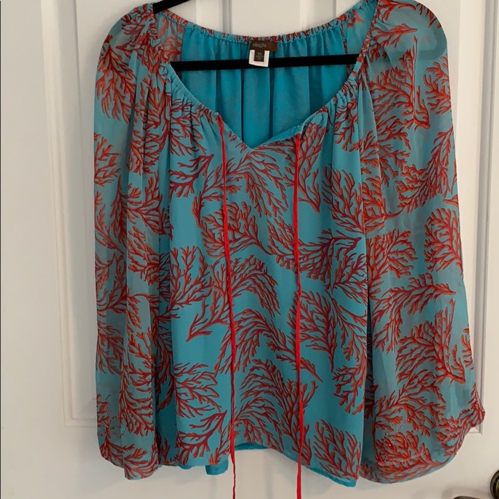 Silk coral print top